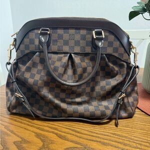 Designer Brown Checkered Handbag
